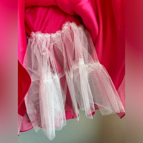 Mac Duggal Bright Pink A-Line Fit & Flare Floral Beaded Petticoat Formal Dress 2 - Picture 9 of 16